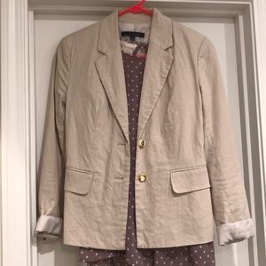 Linen blazer jacket with gold accents